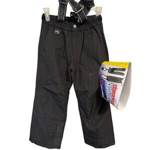 NWT Snow pants black adj suspenders adj cinching waist pockets with closure